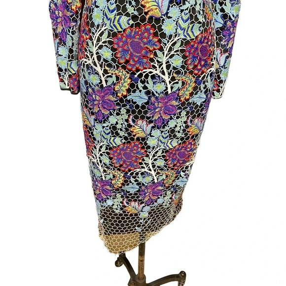 Diane von Furstenberg Long-Sleeve Banded‎ Overlay Lace Midi-Length Dress Size 0 - Picture 7 of 15